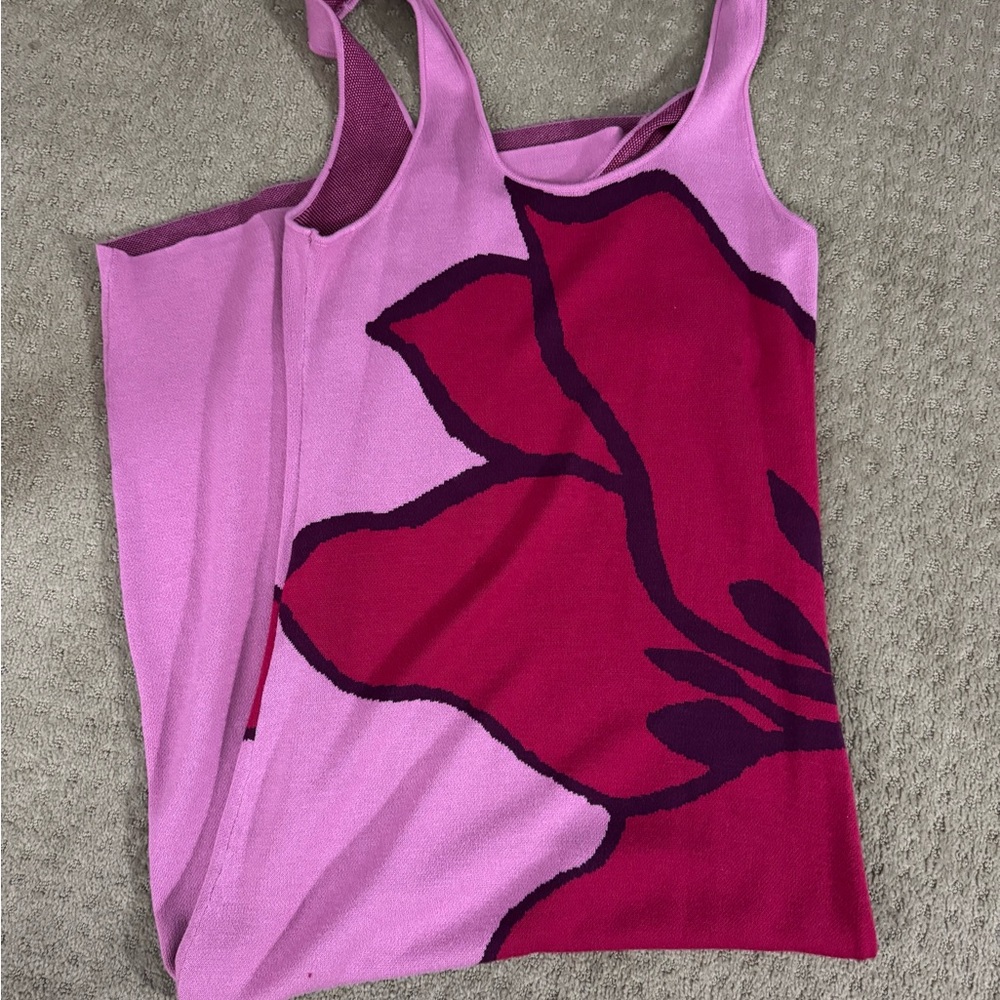 Eloquii Pink and White Asymmetrical Bodycon Midi Dress - Picture 4 of 4